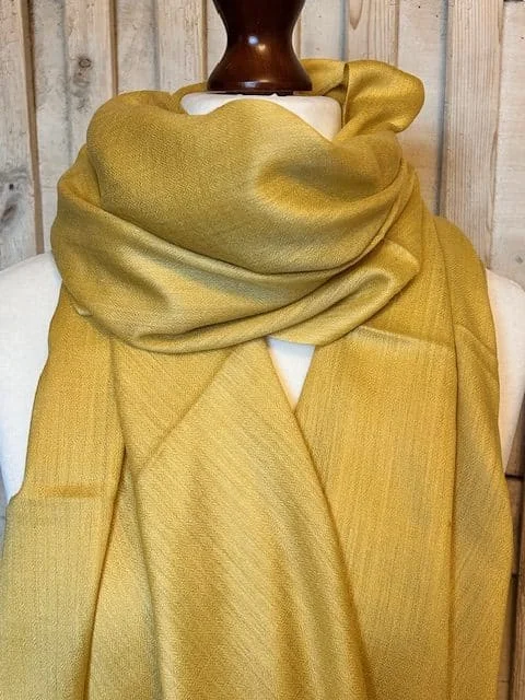Golden honey fine lightweight merino wool & silk pashmina by Pashmina Love view 2