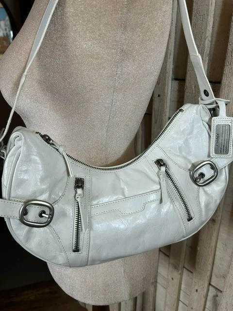 DKNY white leather east-west shape shoulder bag view 7