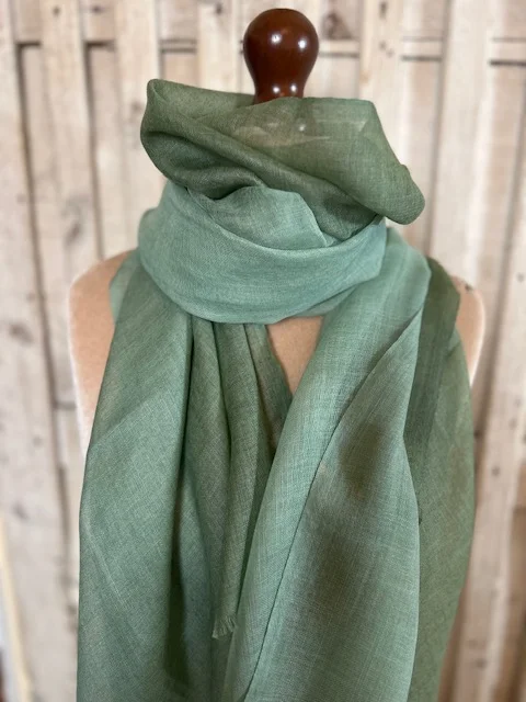 Olive moss green ombre fine wool lightweight pashmina shawl by Pashmina Love