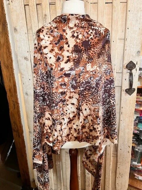 Brown tones animal print pure fine silk pashmina Pashmina Love view 4