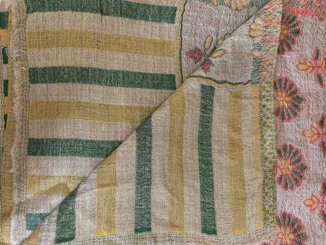 Gold multi check Palla XL merino wool reversible pashmina by Pashmina Love view 5