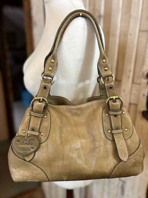 Khaki Blondie Mania aged leather two strap top handle shoulder bag view 2