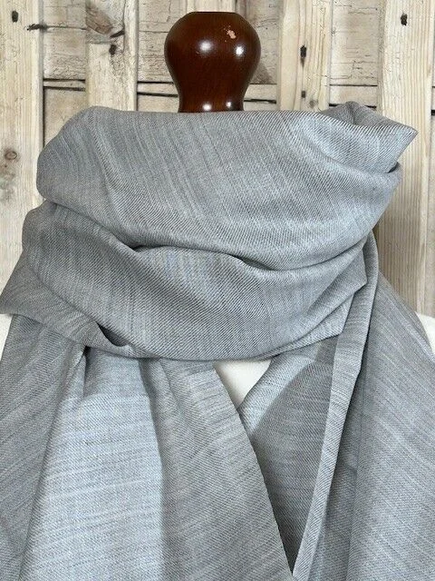 Stunning platinum pure lightweight new wool pashmina shawl by Pashmina Love. view 2