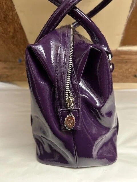 Lulu Guinness purple patent leather holdall style handbag shoulder bag view 4