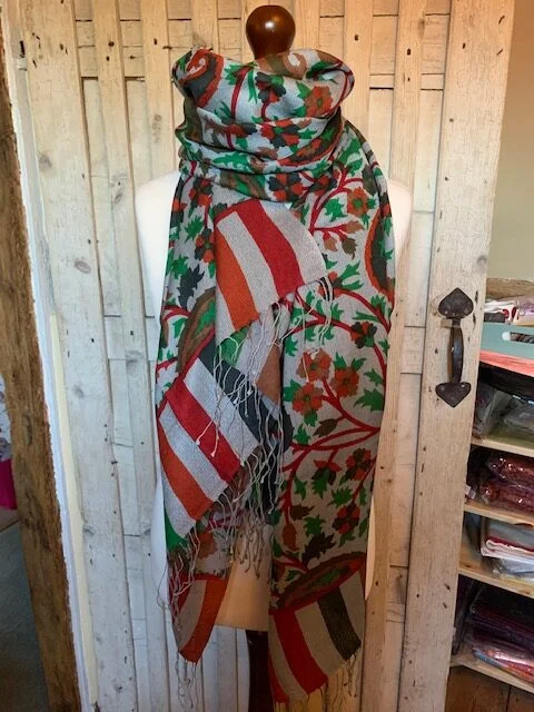 Traditional Kani print grey multi reversible pashmina by Pashmina Love