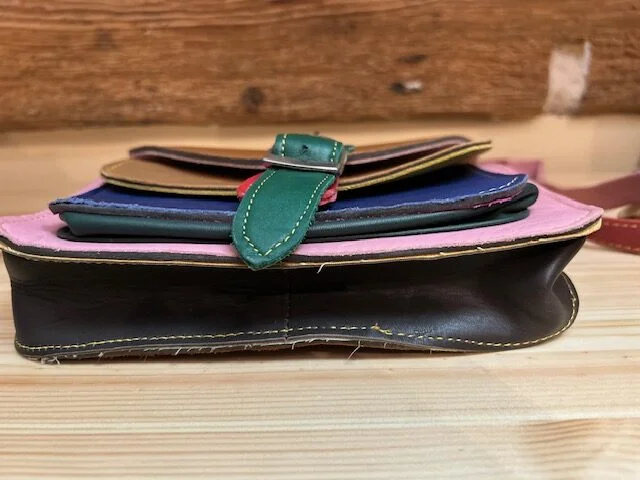 GRINGO multi coloured leather fair-trade satchel saddle xb bag view 8