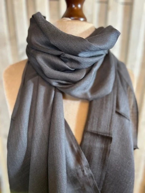 Slate grey lightweight wool & silk pashmina shawl by Pashmina Love view 2