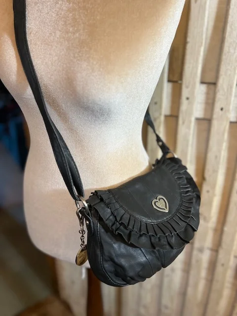 SUZY SMITH butter soft black leather shoulder xb bag view 2