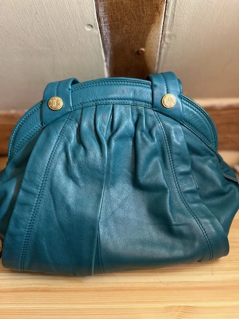 Lge Ri2K John Richmond dark teal leather top handle shoulder bag view 4
