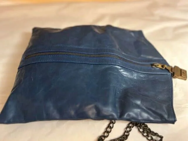 Small Jocasi petrol blue leather across body messenger shoulder bag view 7