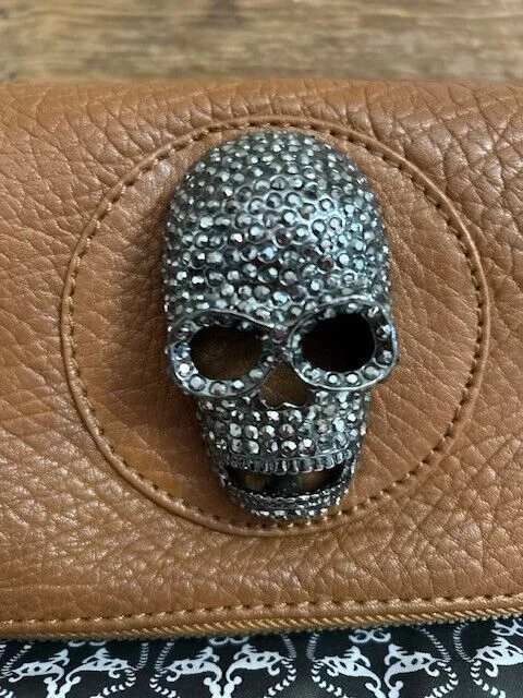 Thomas Wylde premium tan grained leather skeleton clutch bag view 3