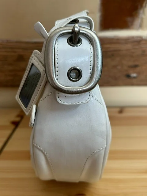 DKNY white leather east-west shape shoulder bag view 9