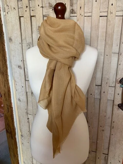 Creme caramel pure fine woven silk pashmina by Pashmina Love view 2