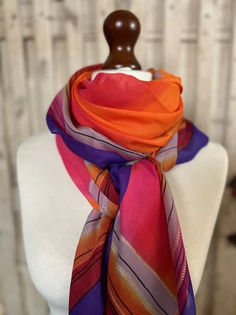 Lge brightly coloured silky floaty pashmina scarf view 4