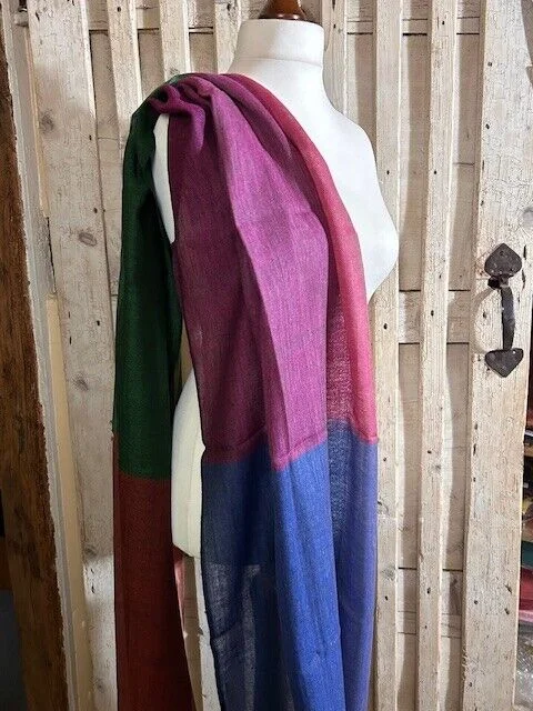 Multi check pure fine lightweight merino wool pashmina by Pashmina Love view 3