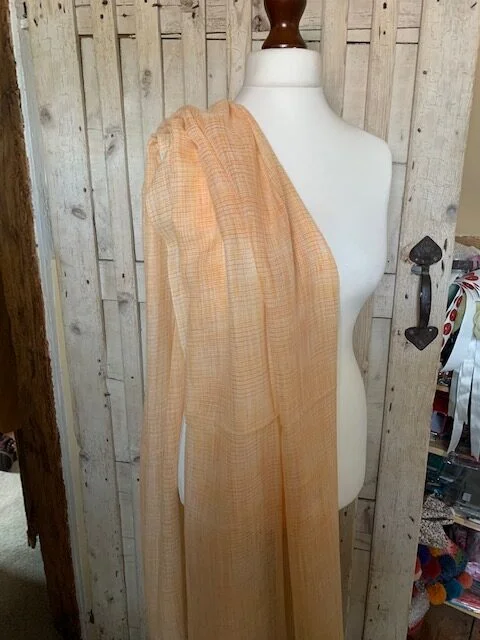 Cantaloupe subtle check merino wool superfine lightweight pashmina by Pashmina Love view 3