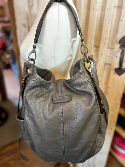 LIEBESKIND BERLIN khaki studded leather slouch hobo sac bucket bag view 5