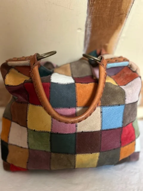 Iconic LUCKY BRAND colourful patchwork suede slouch hobo sac bag view 5