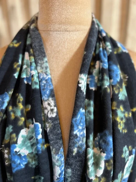 OUI navy blue floral pure cotton scarf