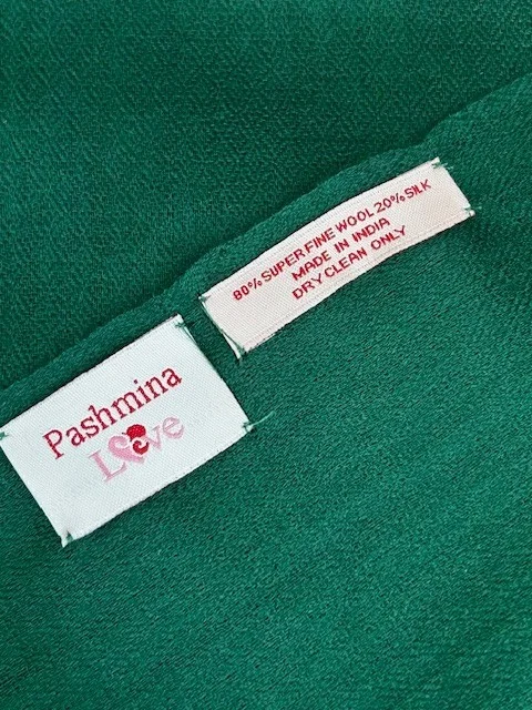 Emerald Green lightweight wool & silk pashmina shawl by Pashmina Love view 4