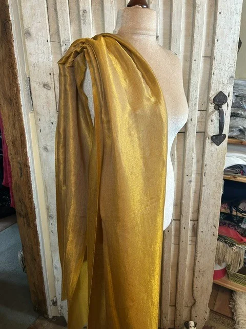 Old gold wool & silk traditional Zari shimmer pashmina shawl by Pashmina Love view 3