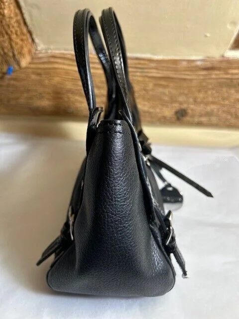 Small Karen Millen black leather & patent leather evening party wedding hand bag view 4