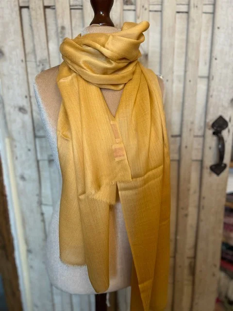 Buttersotch lightweight wool & silk pashmina shawl by Pashmina Love