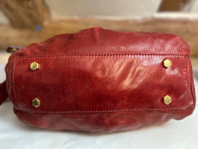 Fab MARC JACOBS deep red washed leather multi strap across body shoulder bag view 6