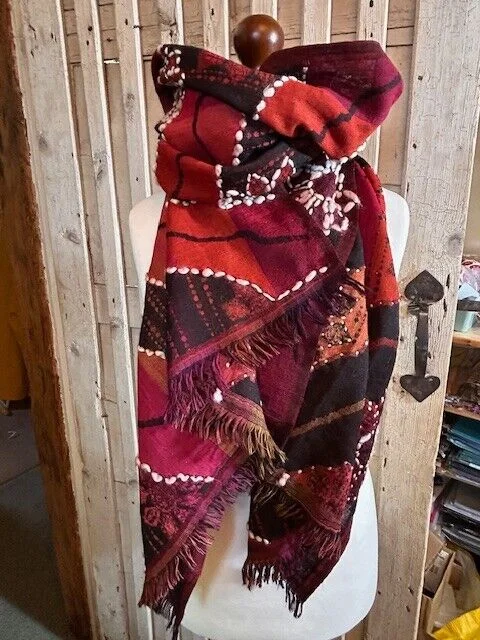Luxury boiled wool rust floral embroidered print pashmina by Pashmina Love. view 2