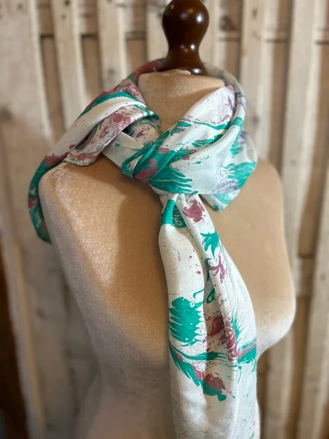 Beautiful pure silk tie dye splash printed square scarf view 5