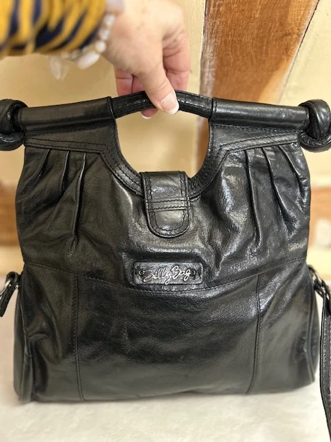 BILLY BAG black leather fold-over xb messenger shoulder bag