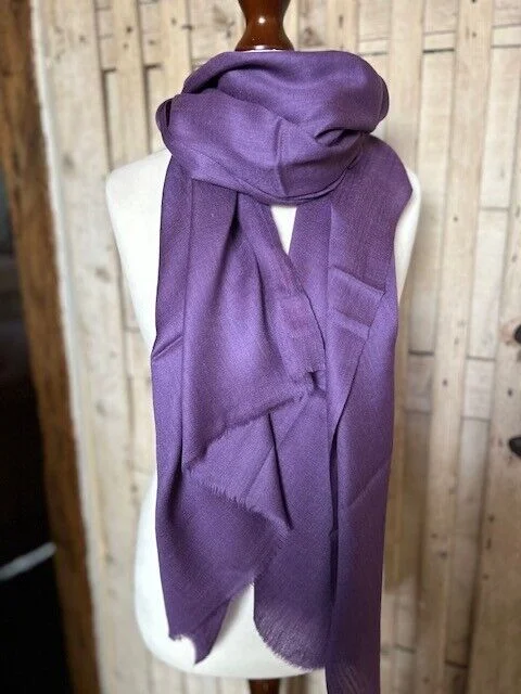 Fine lightweight deep purple cashmere & silk pashmina by Pashmina Love