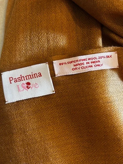 Mocha Brown lightweight wool & silk pashmina shawl by Pashmina Love view 4