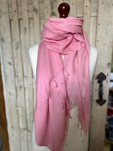 Pink ombre dyed cotton stole scarf by Pashmina Love