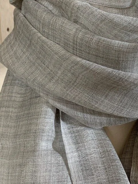 Superfine wool/silk melange light grey marl pashmina by Pashmina Love. view 3