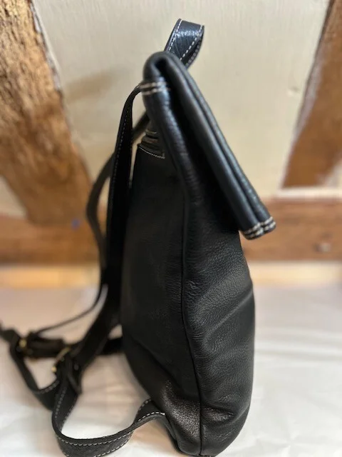 Amazing BLONDIE MANIA black pebble grained leather backpack rucksack bag view 6