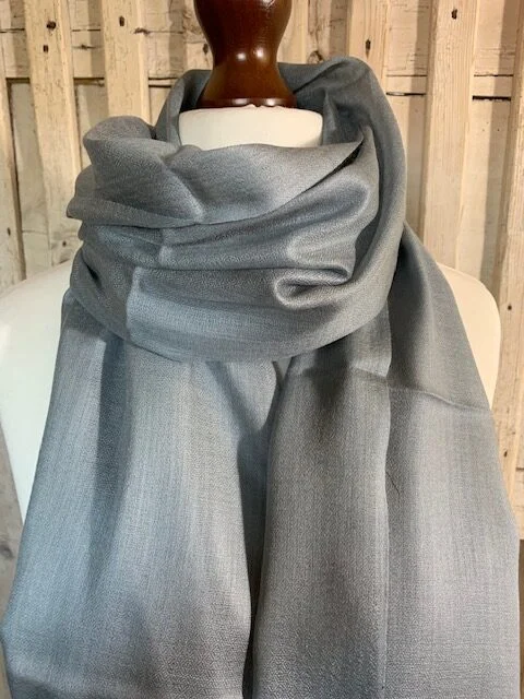 Superfine wool silk steel grey pashmina by Pashmina Love view 3