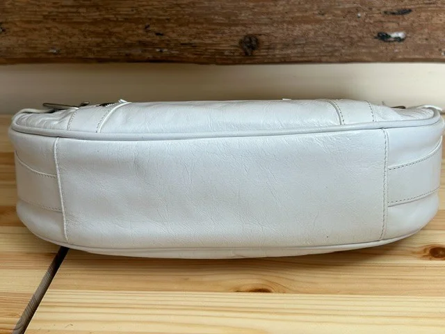 DKNY white leather east-west shape shoulder bag view 5