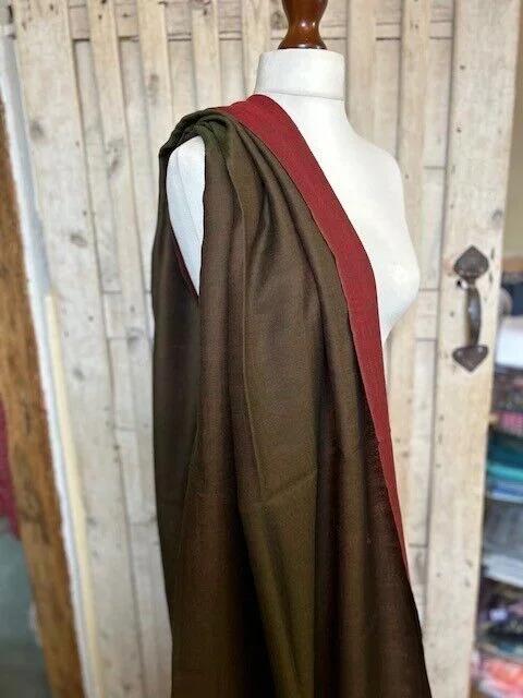 Red/brown pure luxury merino wool reversible pashmina by Pashmina Love. view 4
