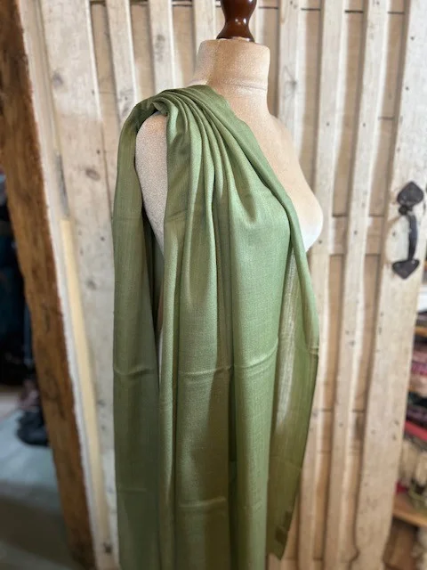 Pistachio lightweight wool & silk pashmina shawl by Pashmina Love view 3