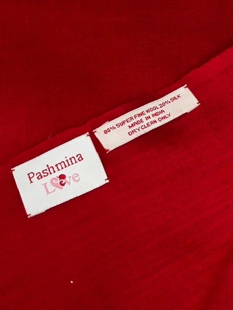 Lipstick Red lightweight wool & silk pashmina shawl by Pashmina Love view 4