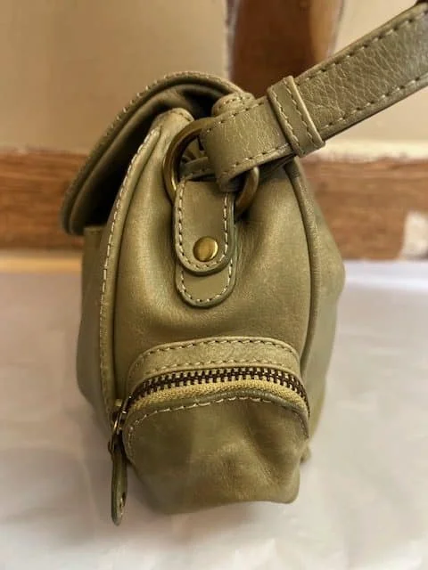 MODALU LONDON light khaki soft leather satchel saddle shoulder bag view 6