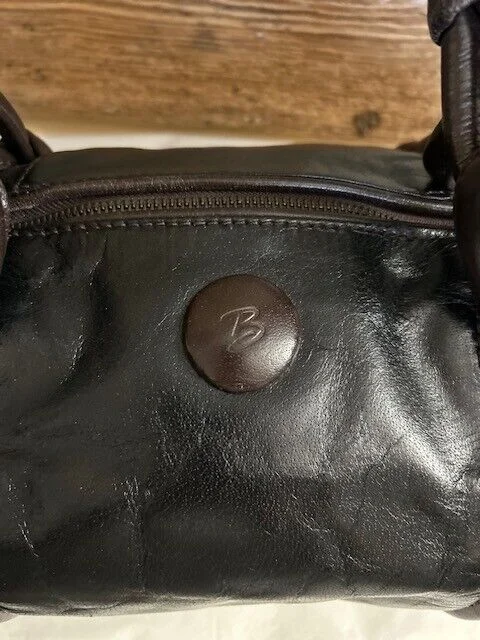 Lge Billy Bag dark brown & black leather bowling holdall style shoulder bag view 7