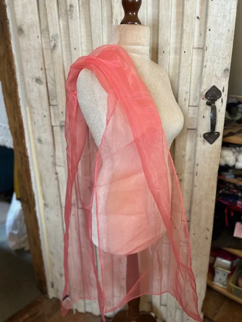 DEBUT coral pink sheer long occasion wedding party scarf wrap view 5