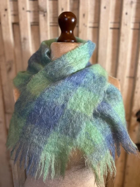 Sweet true vintage teal turquoise quality mohair scarf view 2