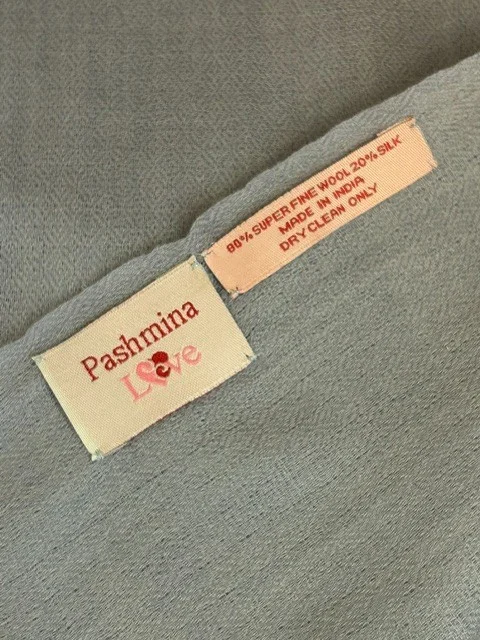 Sky blue lightweight wool & silk pashmina shawl by Pashmina Love view 4