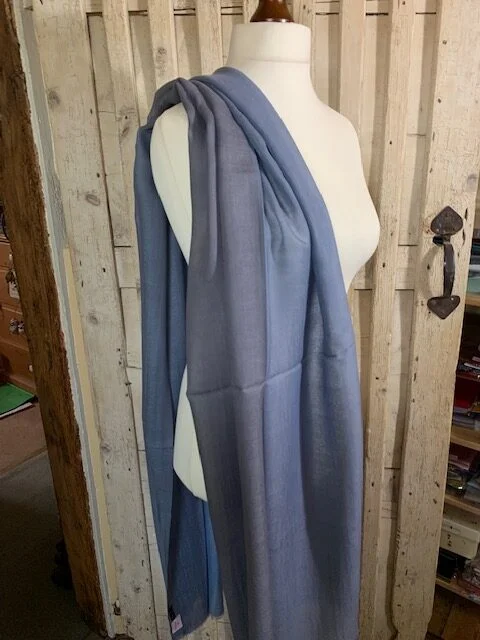 Fine merino wool cadet blue marl four section pashmina by Pashmina Love view 3