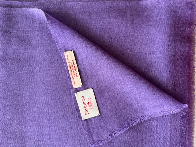 Purple fine lightweight merino wool & silk pashmina by Pashmina Love view 5