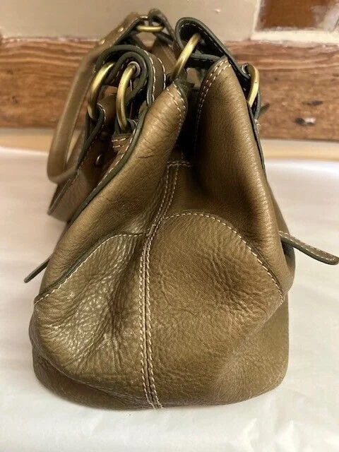 Khaki Blondie Mania aged leather two strap top handle shoulder bag view 4