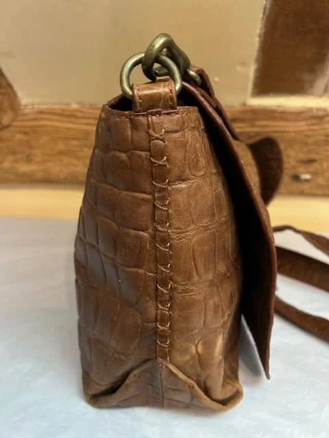 LIEBESKIND BERLIN oak brown croc embossed satchel saddle xb bag view 7